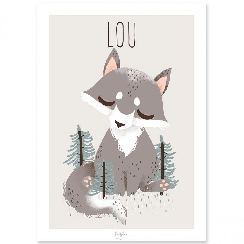 Affiche A4 les Animignons le loup (personnalisable) Kanzilue