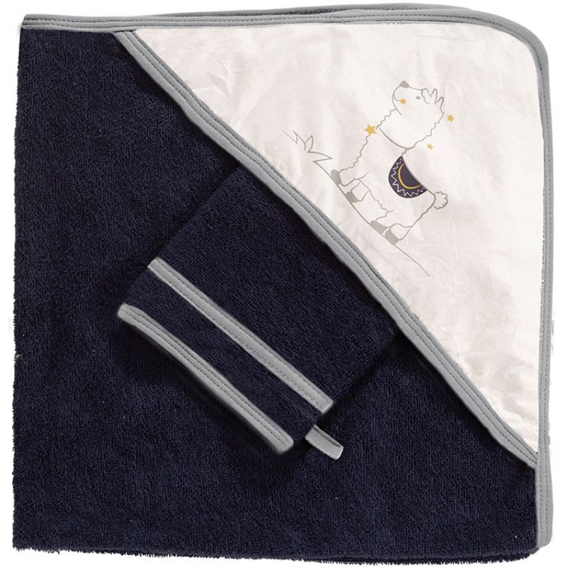 Cape de bain + gant Lama M'ours (70 x 70 cm) Trois Kilos Sept