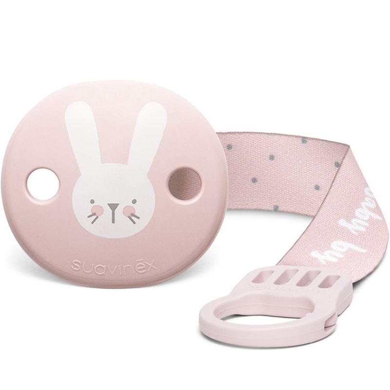 Attache sucette ruban Hygge Baby lapin rose Suavinex