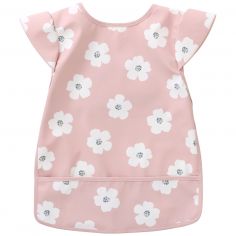 Bavoir intégral en tissu imperméable fleurs rose et blanc (6-24 mois) - BB & Co
