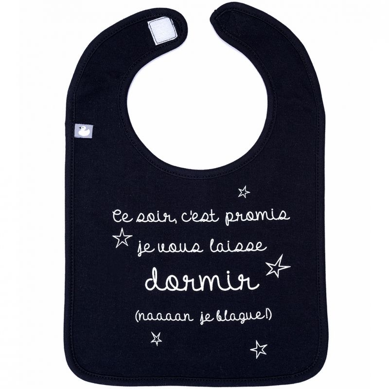 Bavoir C’est promis je vous laisse dormir noir BB & Co