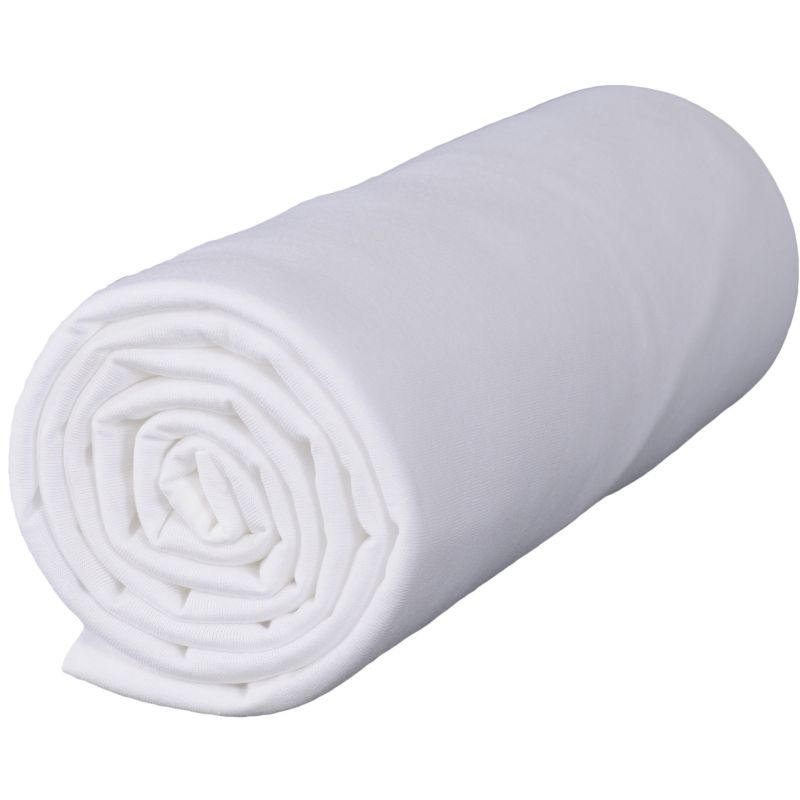 Drap housse en coton bio jersey extensible blanc (60 x 120 cm) P'tit Basile