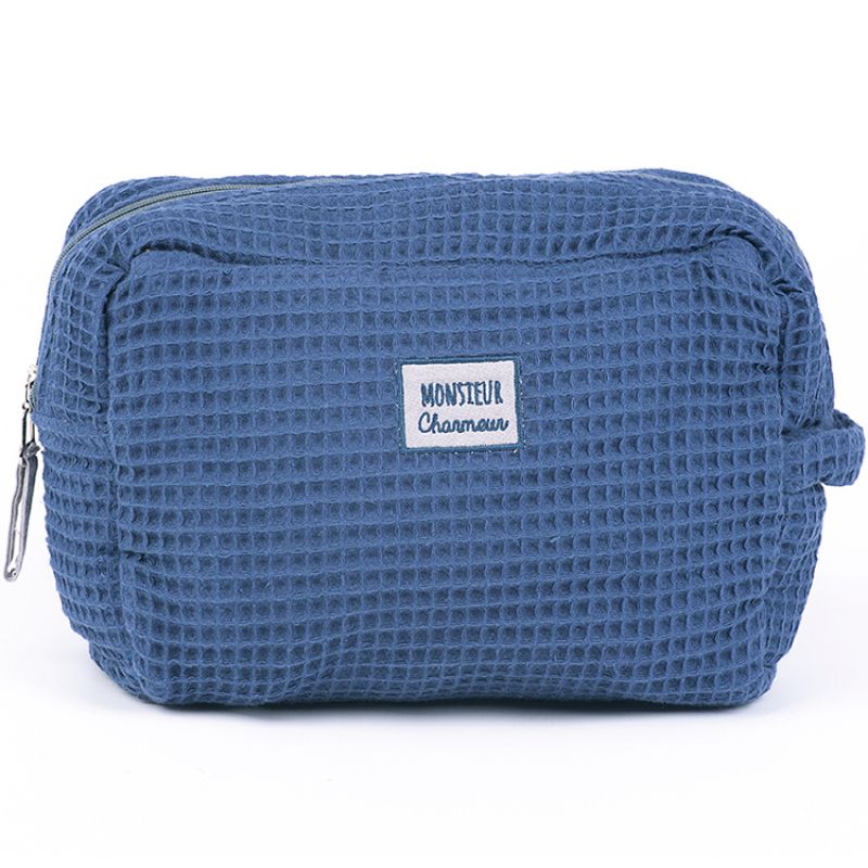 Trousse de toilette nid d'abeille bleu indigo Monsieur charmeur BB & Co