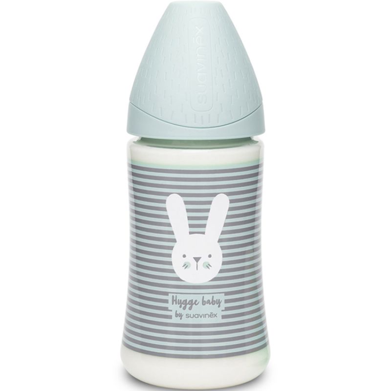 Biberon Hygge Baby lapin rayé vert (270 ml) Suavinex
