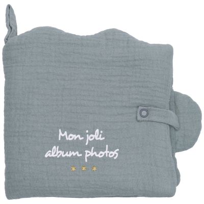 Livre album photos nuage (pour 10 photos 10 x 15) gaze de coton vert de gris