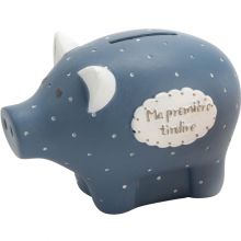 Tirelire Simon le cochon bleu (12 cm)  par Amadeus Les Petits