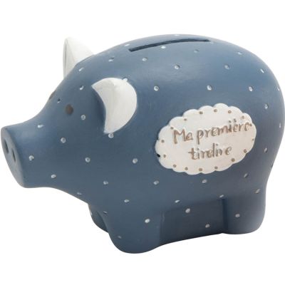 Tirelire Simon le cochon bleu (12 cm) Amadeus Les Petits