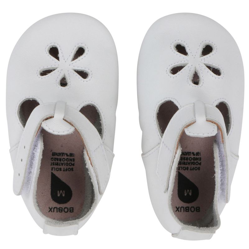 Chaussons bébé en cuir Soft soles white daisy  (9-15 mois) Bobux