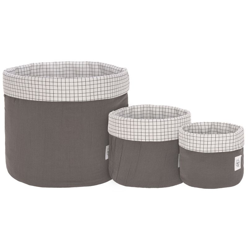 Lot de 3 paniers de toilette en mousseline anthracite Lässig