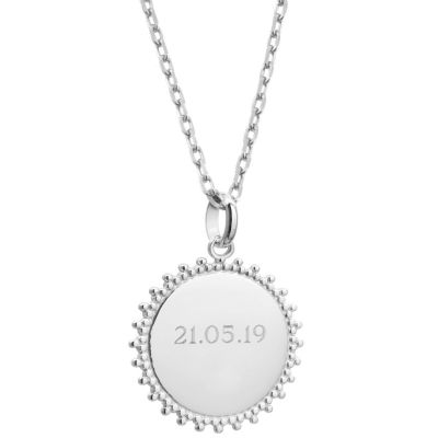Collier chaîne médaille Soleil personnalisable (argent)