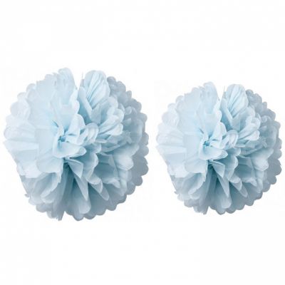 Pompons papier de soie bleu ciel (2 pièces)