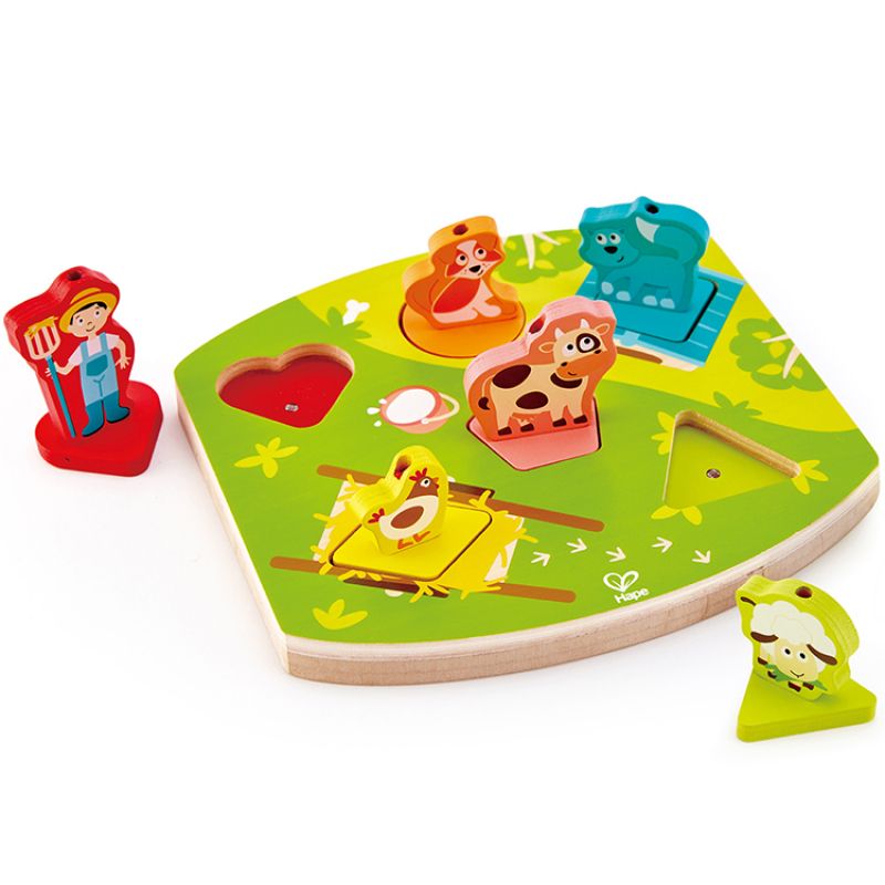 Puzzle à encastrement sonore La ferme (6 pièces) Hape