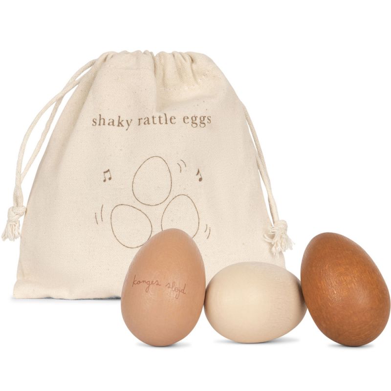 Set de 3 oeufs hochets en bois Konges Slojd