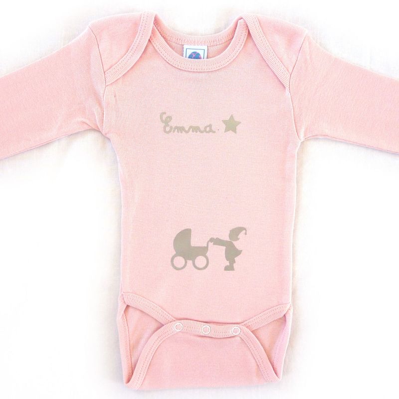 Body rose à manches longues personnalisable (0-6 mois) Les Griottes