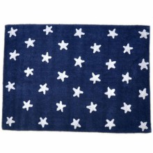 Tapis enfant souple bleu marine étoiles blanches (120 x 160 cm)  par Lorena Canals