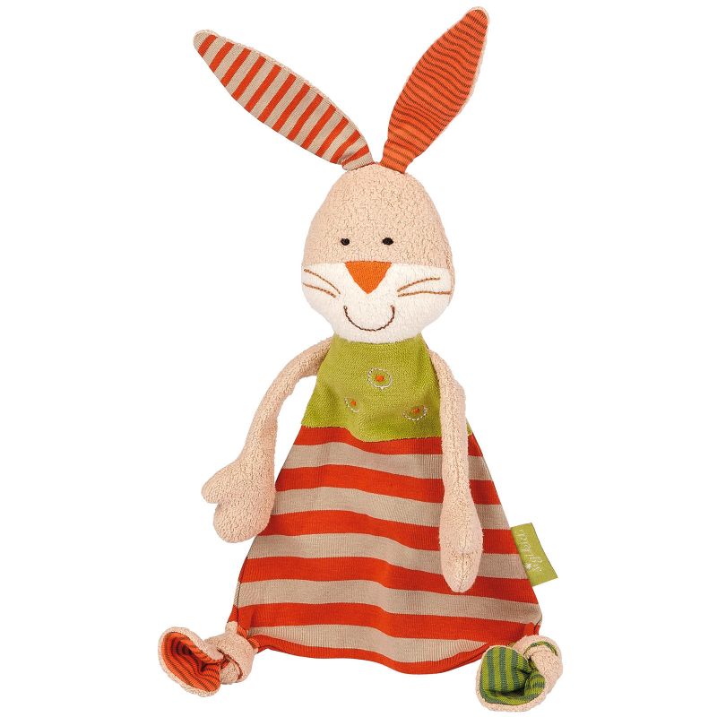Doudou plat lapin Natural love rayé rouge (28 cm) Sigikid