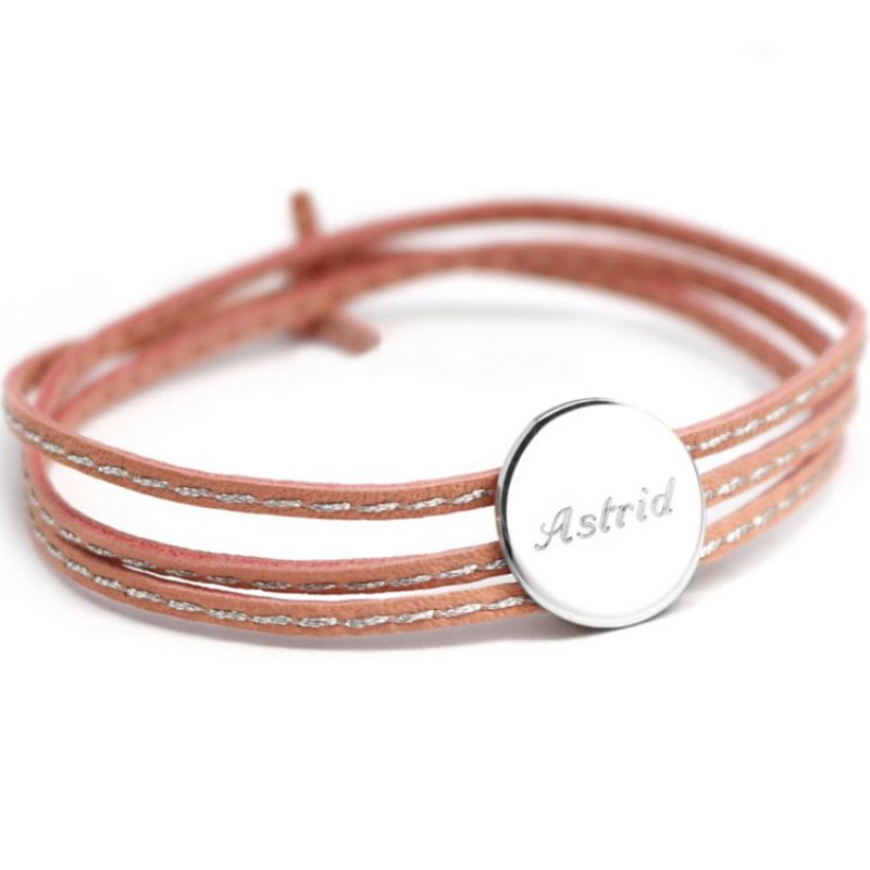 Bracelet cuir maman Amazone médaille (argent 925°) Petits trésors
