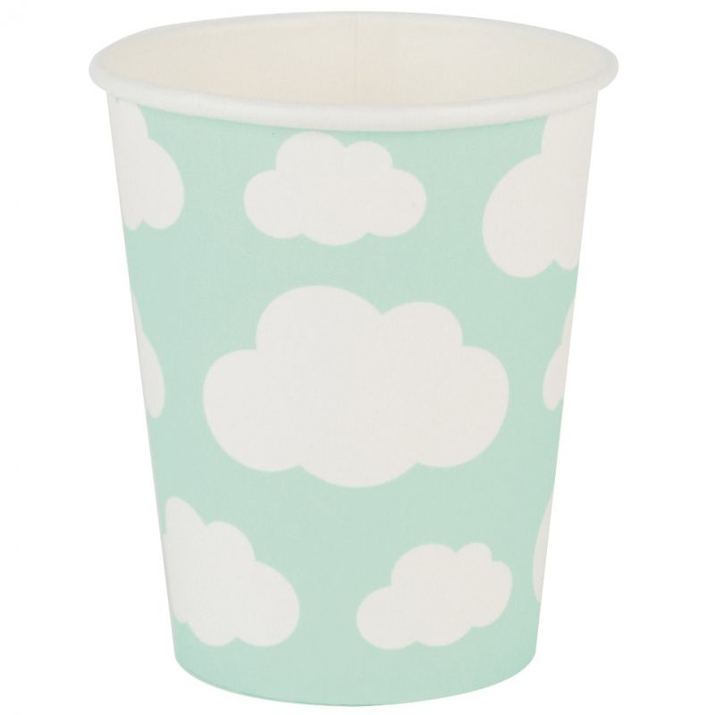 Gobelets en carton nuages aqua (8 pièces) My Little Day