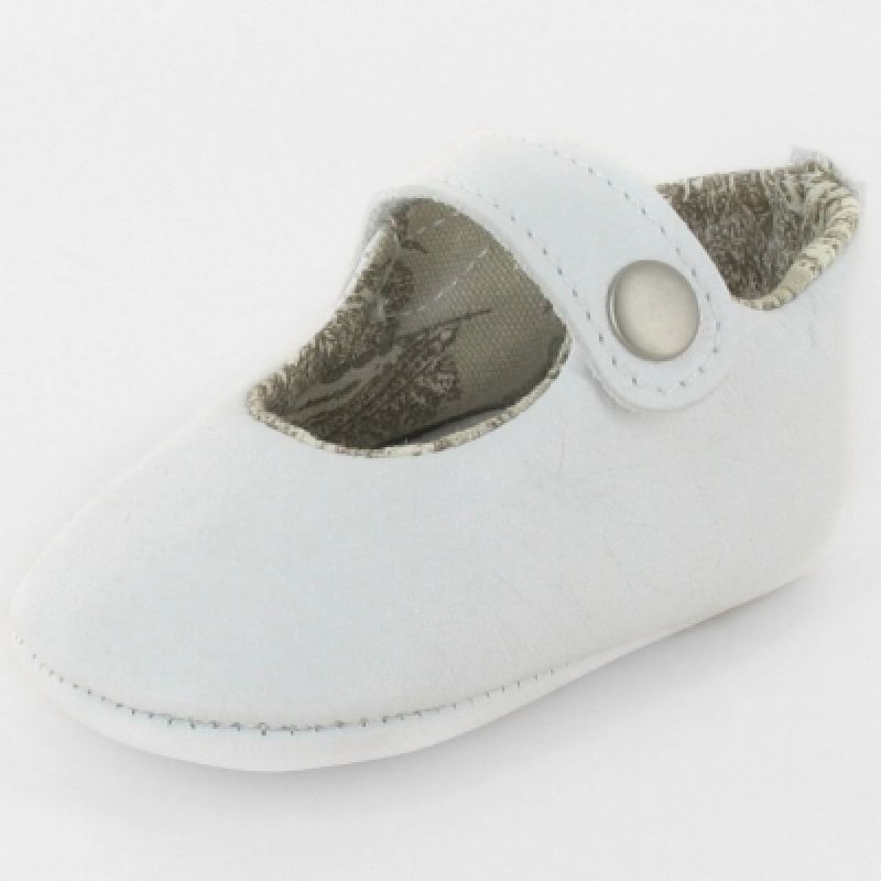 Chaussons baptême bébé prestige ballerine Marquise cuir blanc (0-3 mois) Le Petit Fils du cordonnier