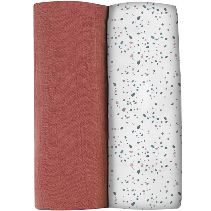 Lot de 2 Maxi langes Brique et Terrazzo (120 x 120 cm) Béaba