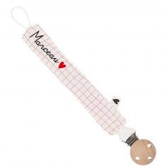 Attache tétine Gaze Petits Carreaux (personnalisable) - Atelier Wagram