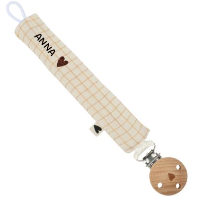 Attache tétine Gaze Petits Carreaux (personnalisable)