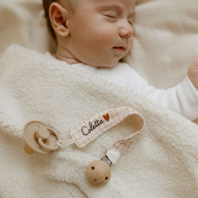 Attache tétine Gaze Petits Carreaux (personnalisable)