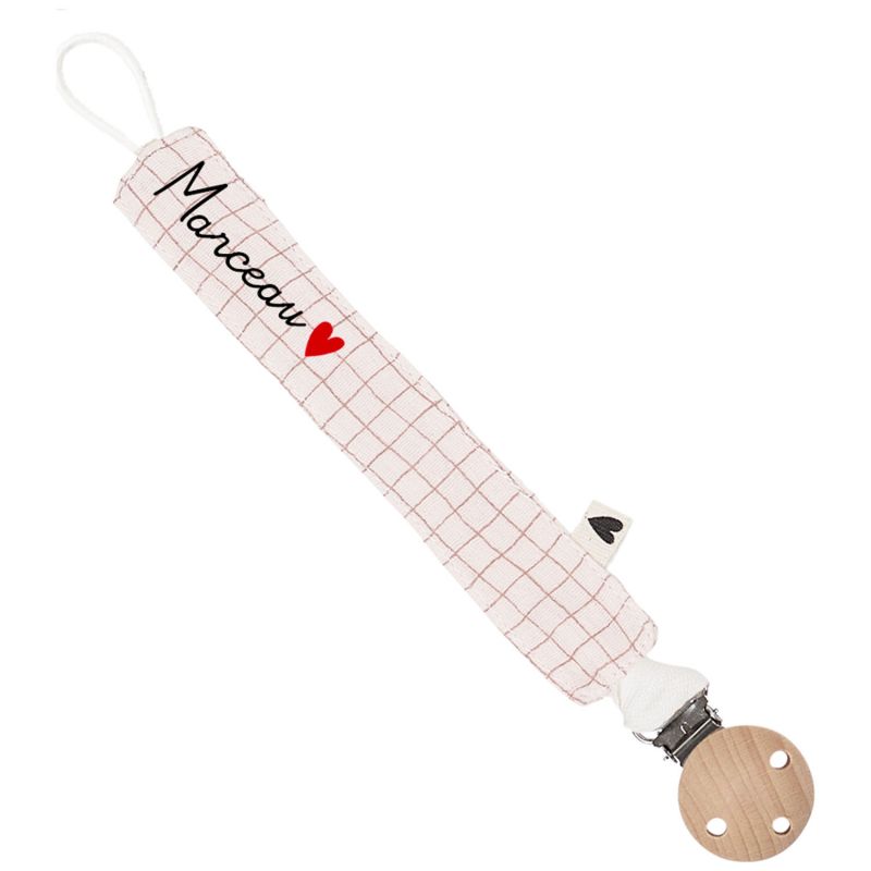 Attache tétine Gaze Petits Carreaux (personnalisable) Atelier Wagram Produit 1