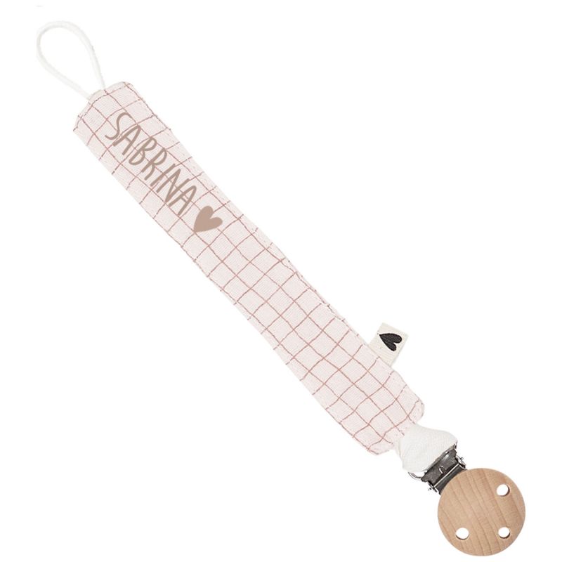 Attache tétine Gaze Petits Carreaux (personnalisable) Atelier Wagram Produit 3