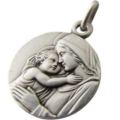 Médaille Vierge à l'enfant 18 mm (argent 925°) Martineau