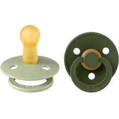 Lot de 2 sucettes en latex Colour Sage-Hunter green (6-18 mois) - BIBS