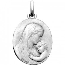 Médaille Maternité (ovale) (or blanc 750°)  par Becker