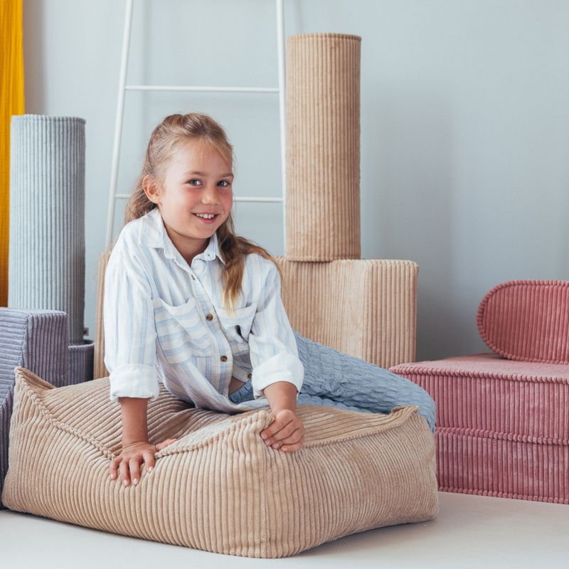 Fauteuil pouf et repose-pieds Brown Sugar velours côtelé Wigiwama Ambiance 5