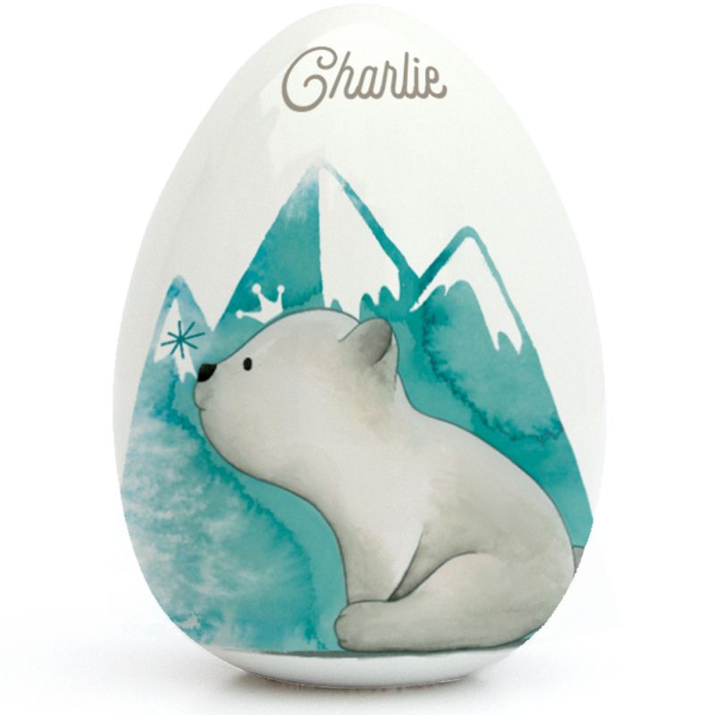 Oeuf en porcelaine Ours polaire montagne (personnalisable) Gaëlle Duval