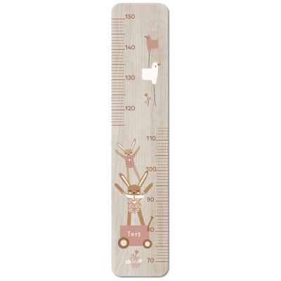 Toise en bois Lapin Doudou rose personnalisable Charlie et Suzie