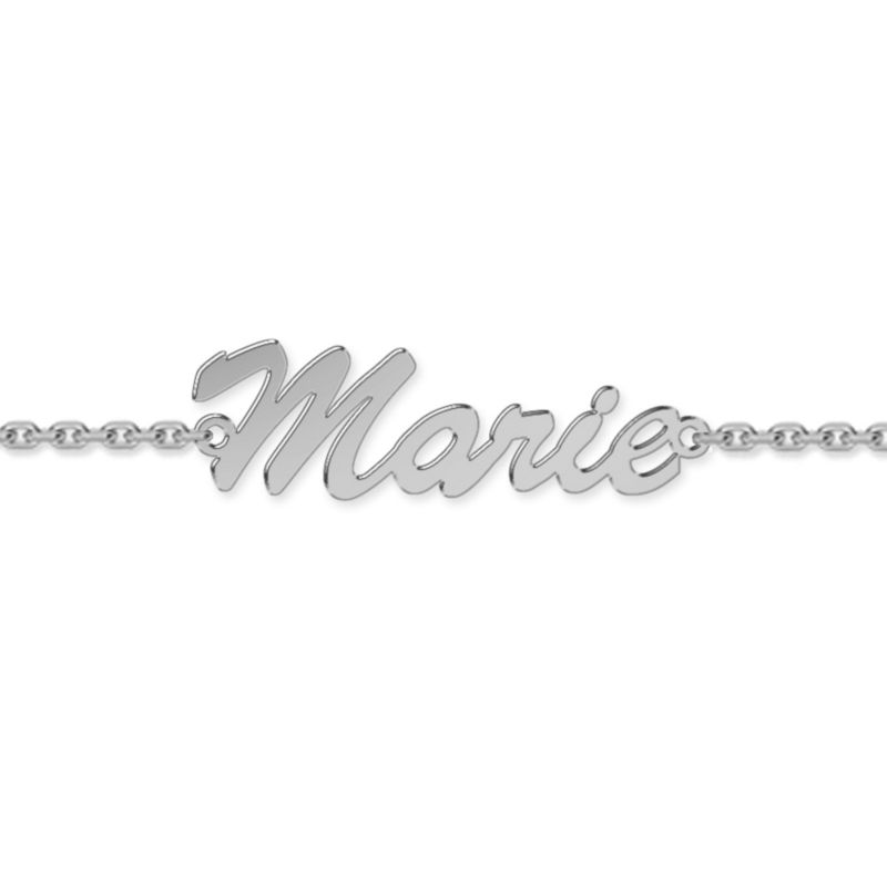 Bracelet prénom découpé police brush script (or blanc 375°) Louis de l'Ange