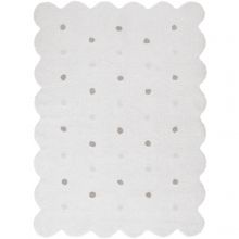 Tapis lavable biscuit blanc à pois (120 x 160 cm)  par Lorena Canals