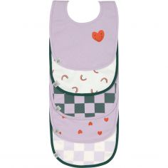 Lot de 5 bavoirs éponge Happy Rascals Coeur lavande - Lässig 