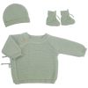 Lot brassière, bonnet et chaussons Vert Olive (0-1 mois) Trois Kilos Sept Produit 1