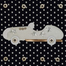 Tableau Silver Star voiture de course beige avec étoiles (30 x 30 cm)  par Moepa