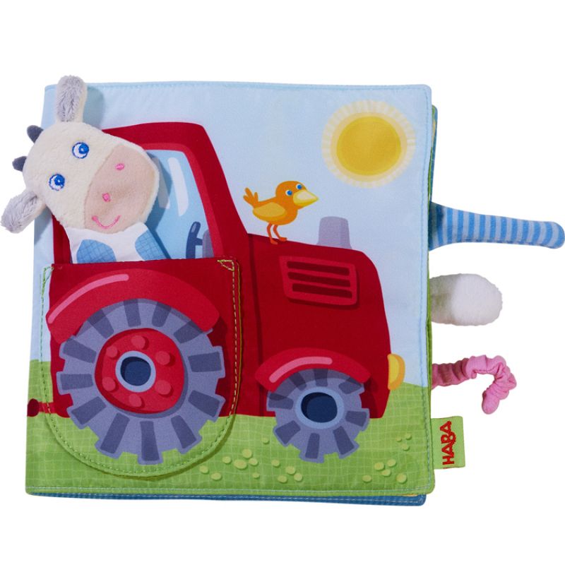 Livre bébé d'activités + marionnette à doigt La ferme Haba