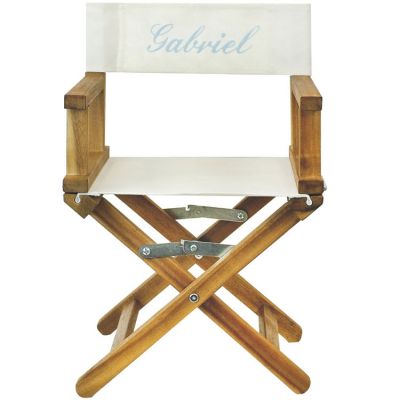 fauteuil metteur en scène bleu clair pieds bois (personnalisable)