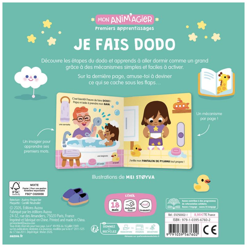 Livre Mon Anim'agier Premiers apprentissages Je fais dodo Auzou Editions Produit 4