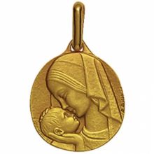 Médaille ronde Amour maternel 18 mm (or jaune 750°)  par Maison Augis