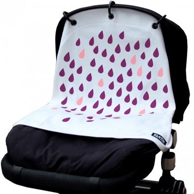 Protection pour poussette Baby Peace coton bio Pluie blanc et rose Kurtis