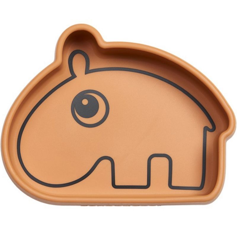 Bol antidérapant silicone Ozzo hippopotame moutarde Done by Deer