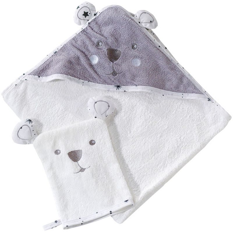 Cape de bain + gant Martin et ses copains (70 x 70 cm) Trois Kilos Sept