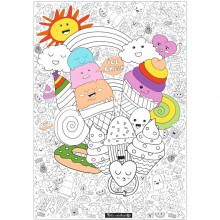 Poster géant à colorier desserts gourmands (70x100cm)  par Petits canaillous