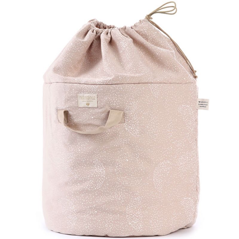 Sac à jouets Bamboo White bubble Misty pink Nobodinoz