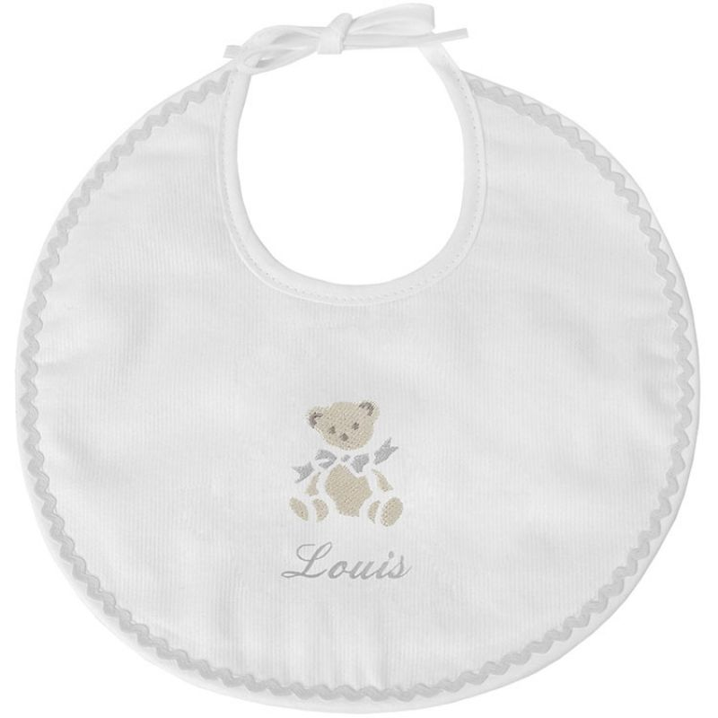 Bavoir de naissance Ours gris (personnalisable) ANVIE